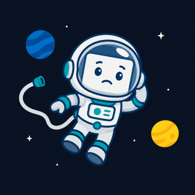 Example 404 illustration: a cartoon astronaut